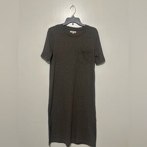 Madewell Dark Gray Short Sleeve Midi Dress